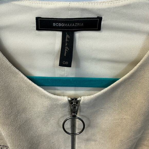 BCBGmaxazria Alaina Faux Suede Vegan Front Zip Mini Dress 8 - Picture 3 of 8